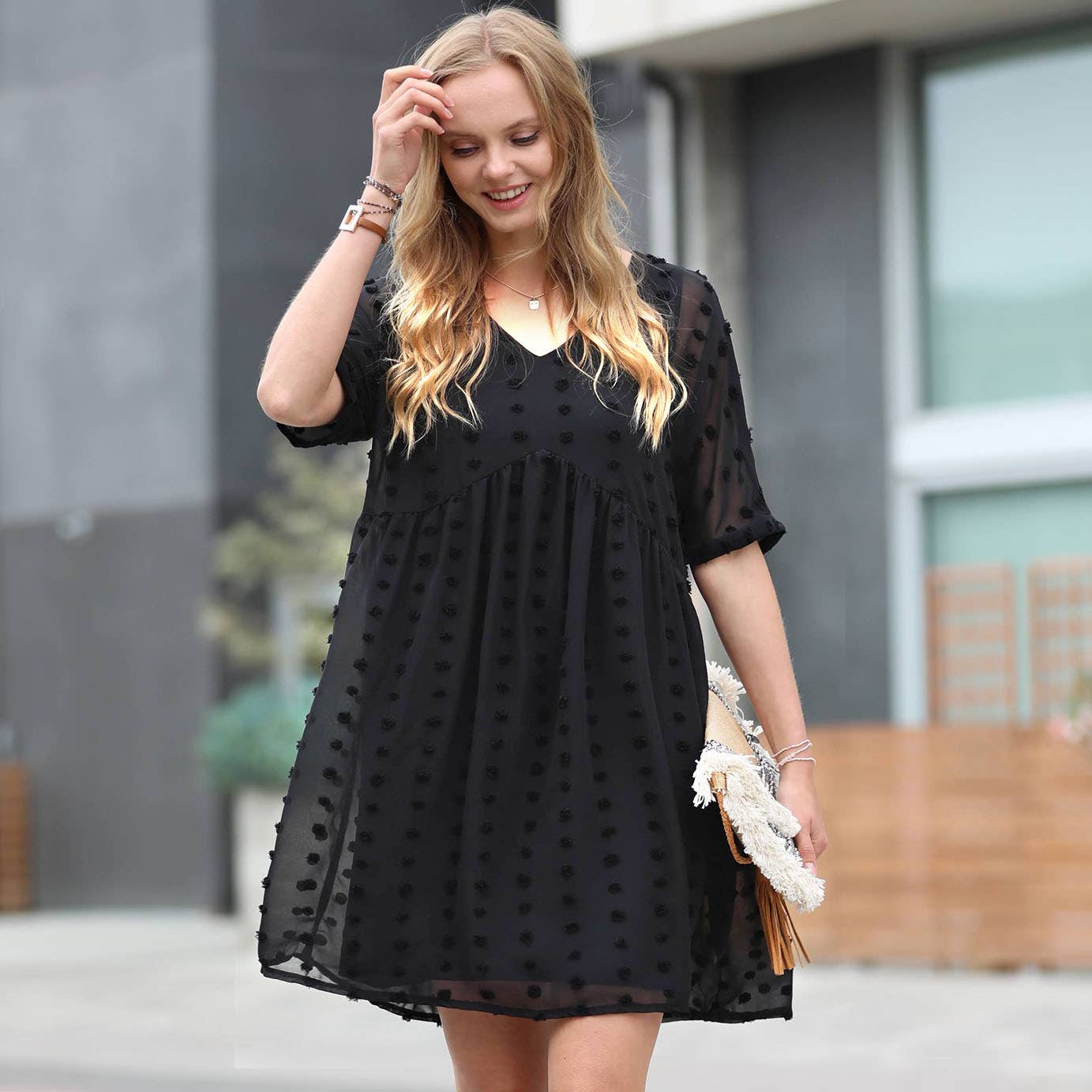 Babydoll V Neck Dress