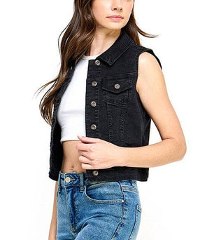 Luna-Ladies  Distressed  Denim Vest