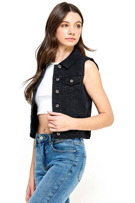 Luna-Ladies  Distressed  Denim Vest