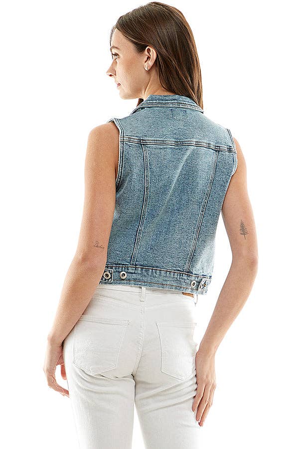 Luna-Ladies  Distressed  Denim Vest