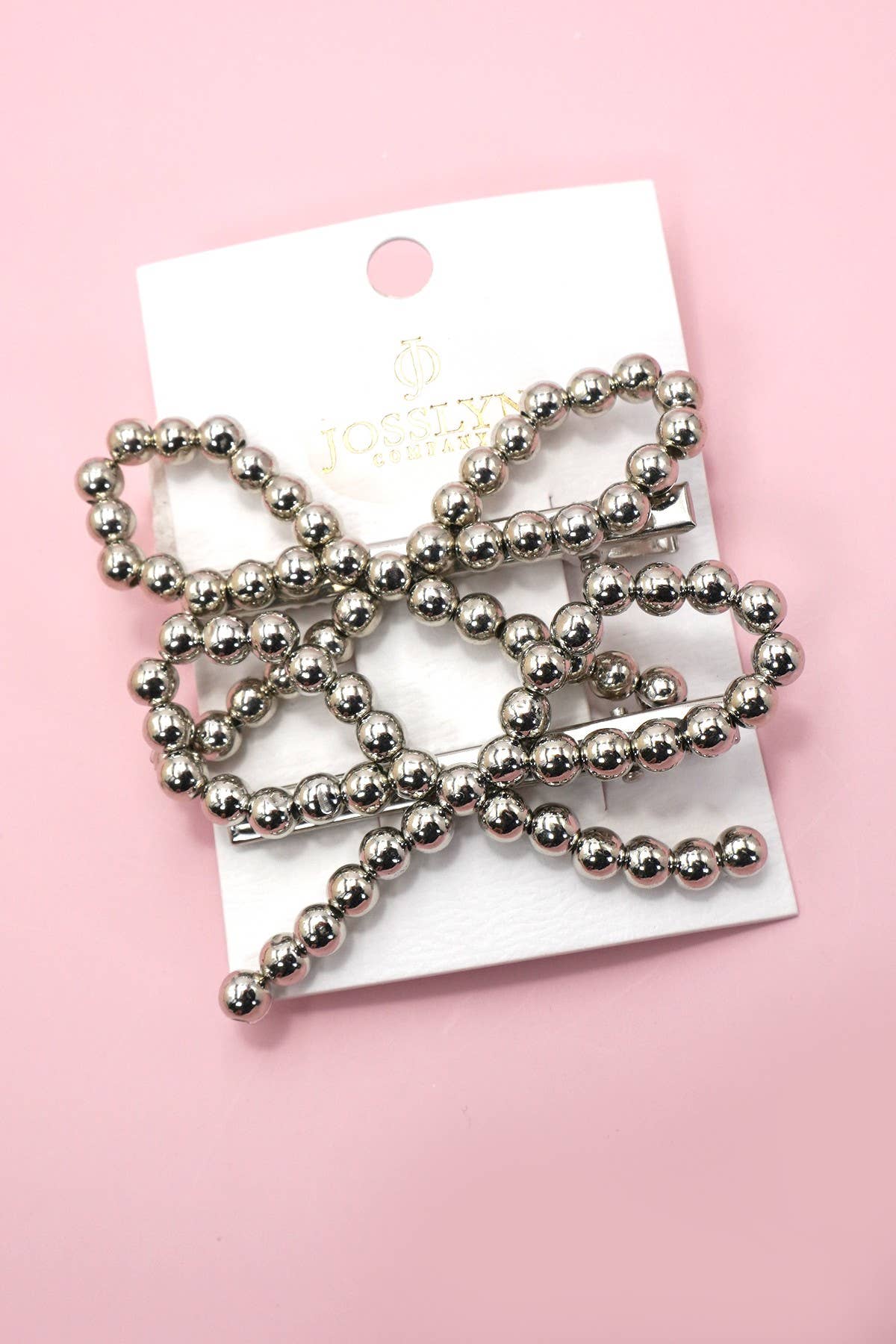 LARGE BALL CHAIN BOW HAIR CLIP SET OF 2