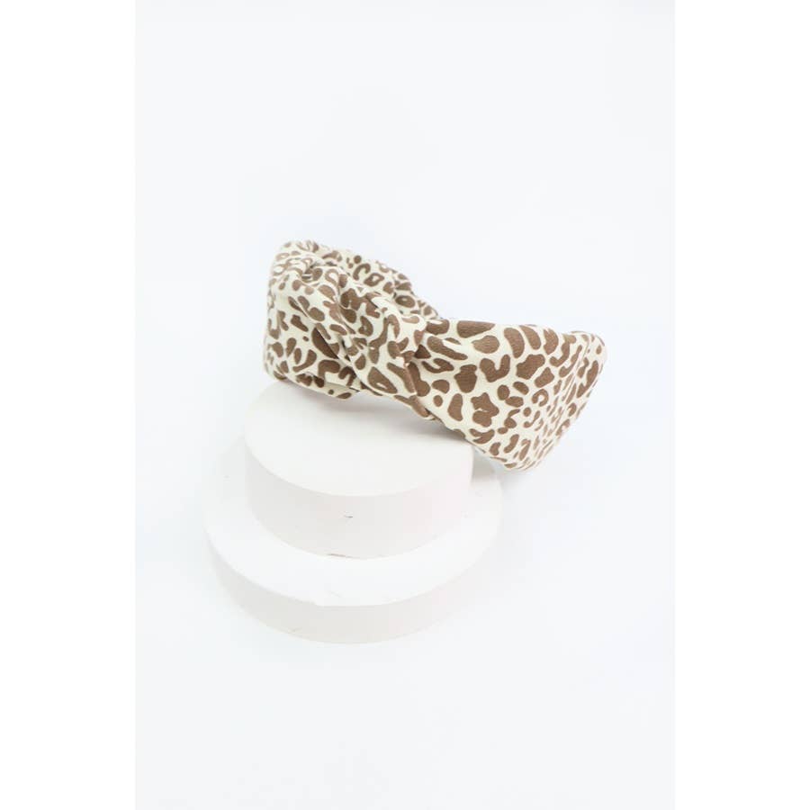 Betsy Wide Ruched Leopard Print Headband