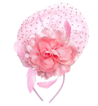Polka Dot Mesh Flowers Top Flappy Fascinator