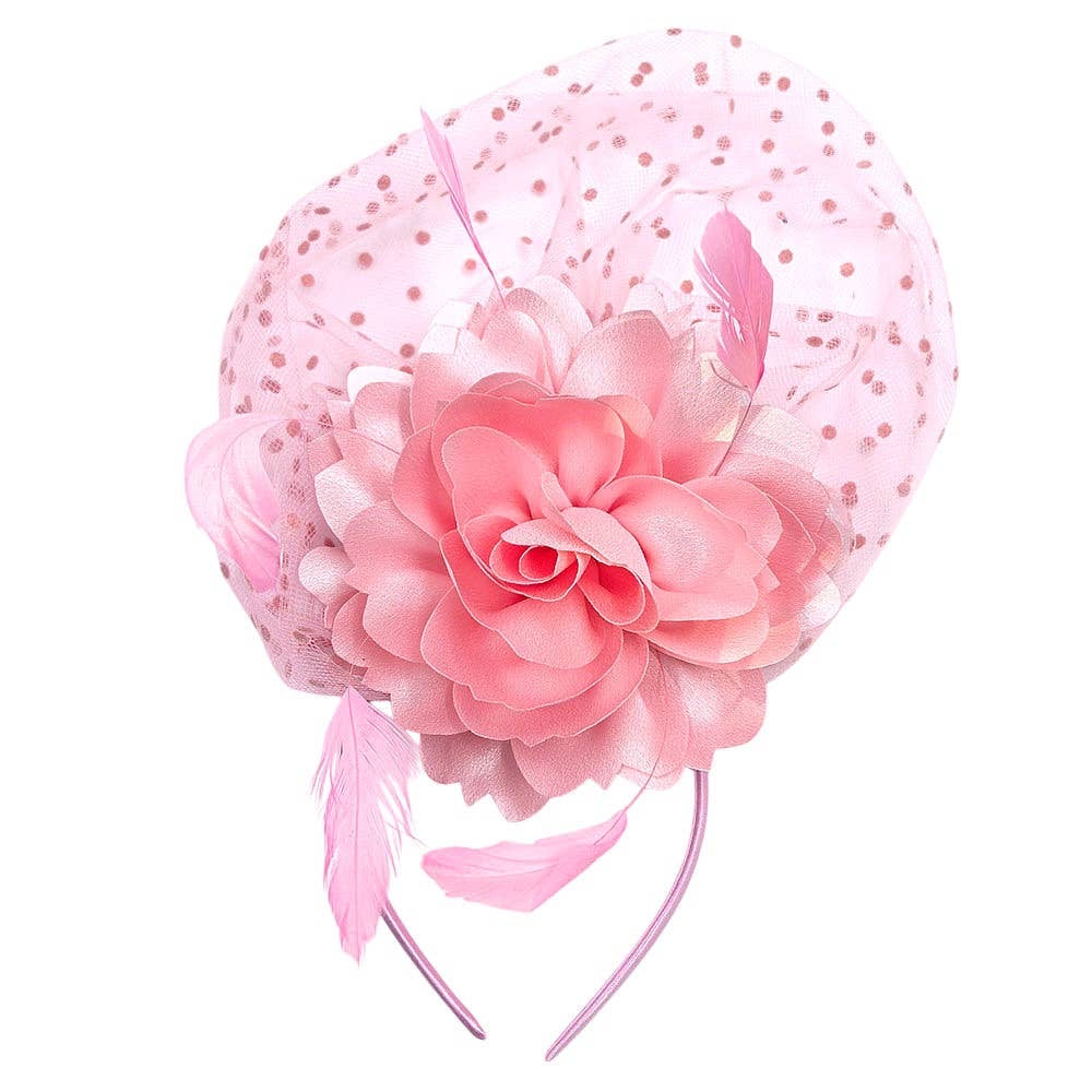 Polka Dot Mesh Flowers Top Flappy Fascinator