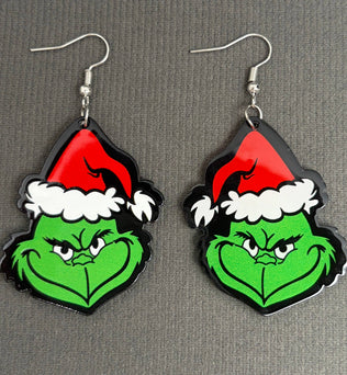 Grinch - Christmas Hat Dangle Earrings