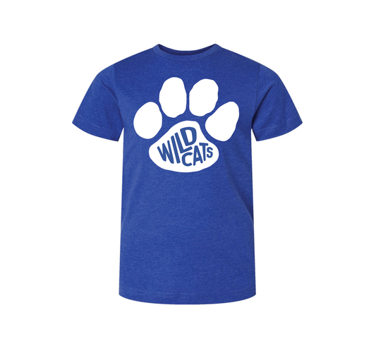 Youth Wildcats Paw Blue Tee
