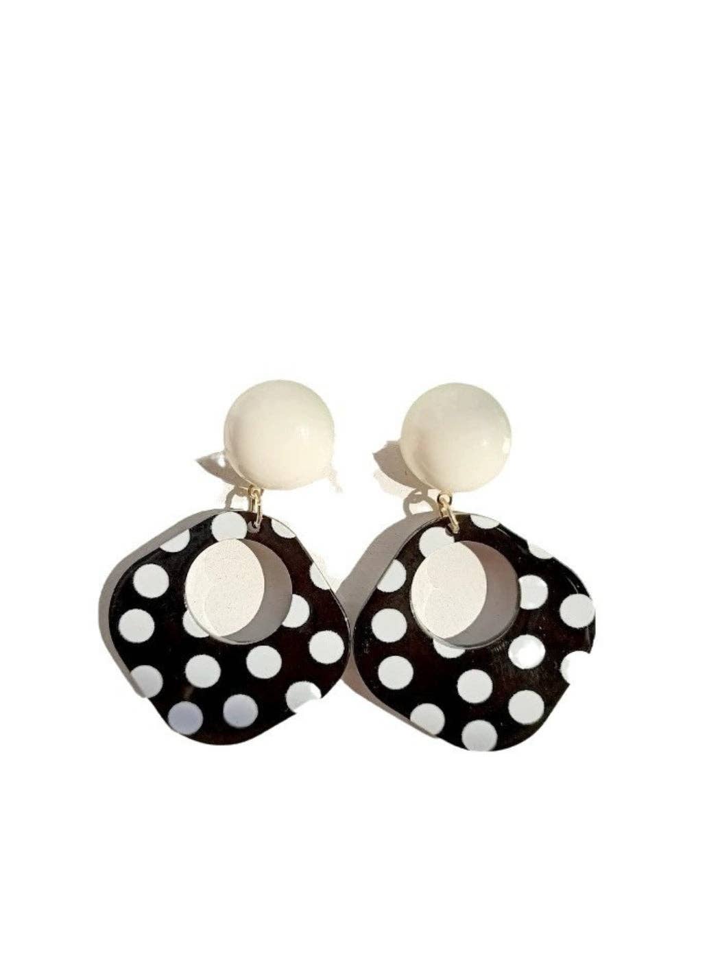 Tina - Polka Dot Statement Drop Earrings