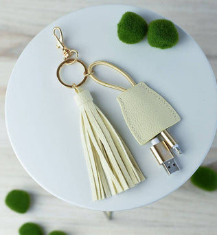Tory Tassel Keychain with Phone Charging Cable