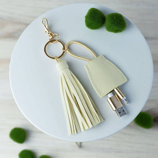 Tory Tassel Keychain with Phone Charging Cable