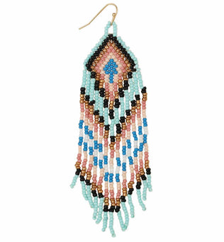 Sky - Pastel Southwest Seed Bead Fringe Earrings