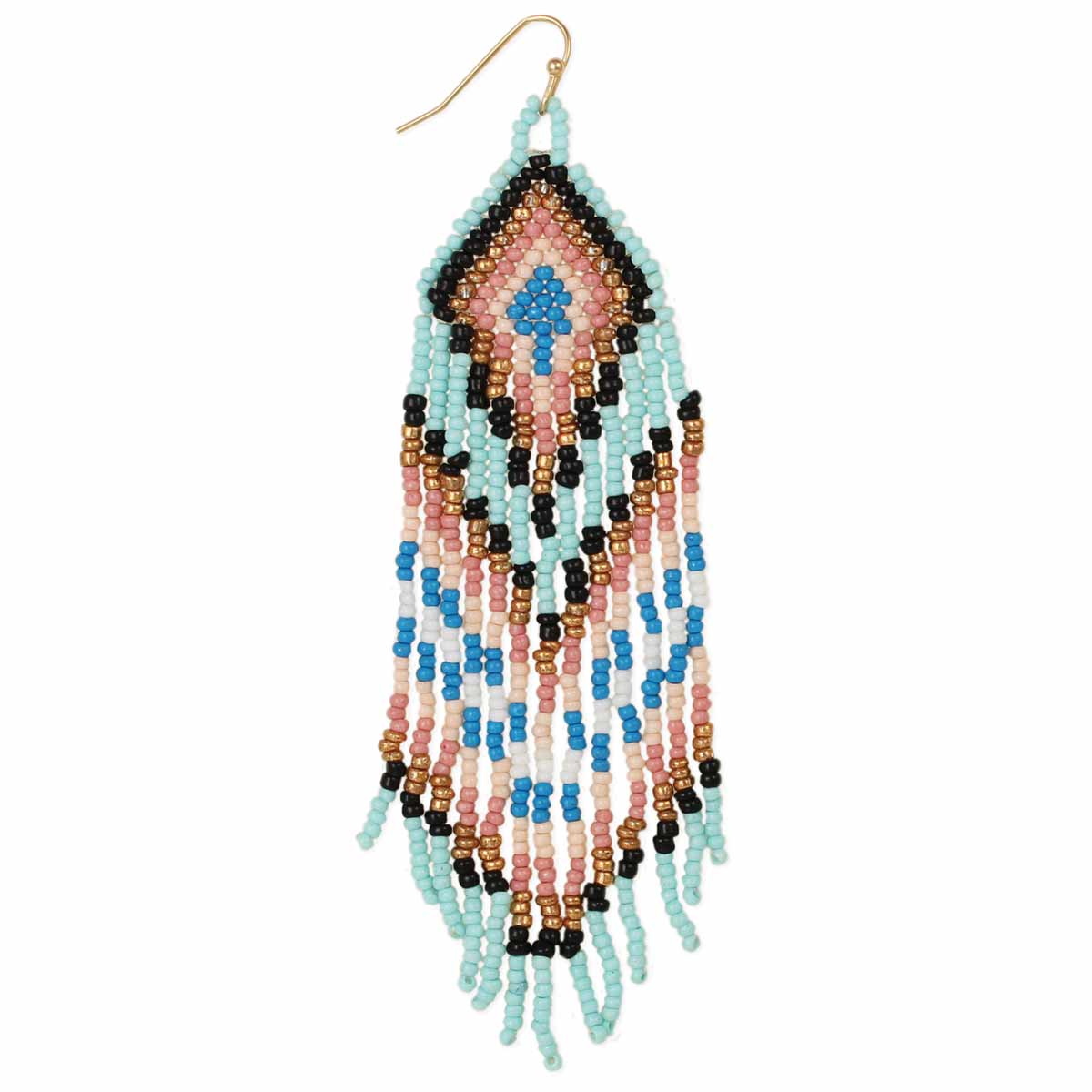 Sky - Pastel Southwest Seed Bead Fringe Earrings
