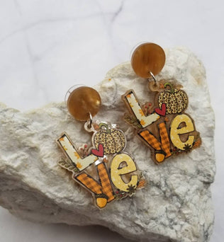 LOVE Leopard Pumpkin Earrings - Fall