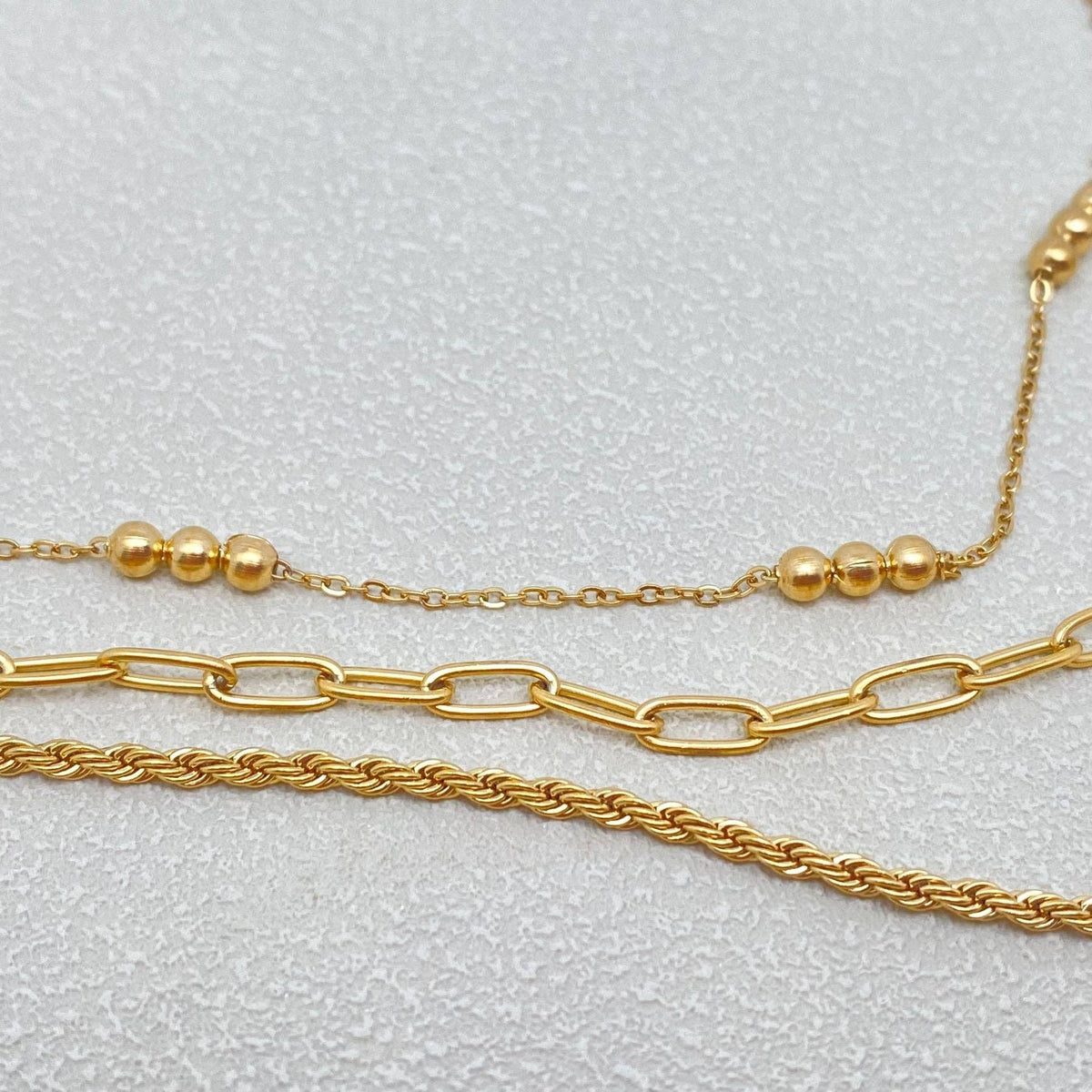 Sasha-18K Gold-plated Stainless Steel 3-layer Chain Necklace