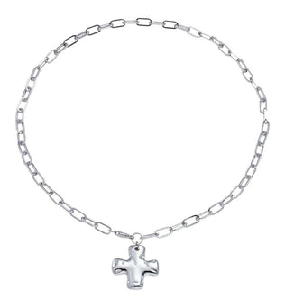 HAMMERED CROSS FRONT TOGGLE NECKLACE