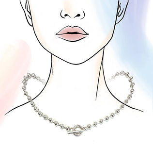 Cammie-CLASSIC LARGE STATION BALL CHAIN TOGGLE NECKLACE