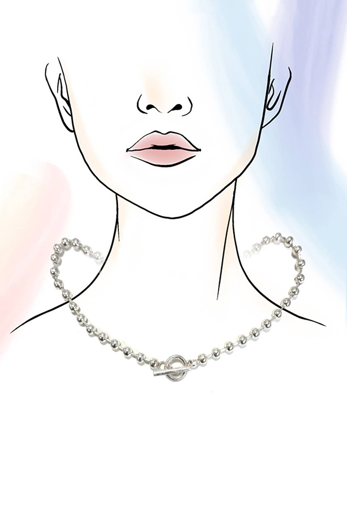 Cammie-CLASSIC LARGE STATION BALL CHAIN TOGGLE NECKLACE