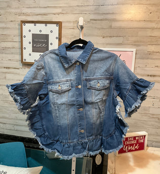 Ruffle Denim Jacket