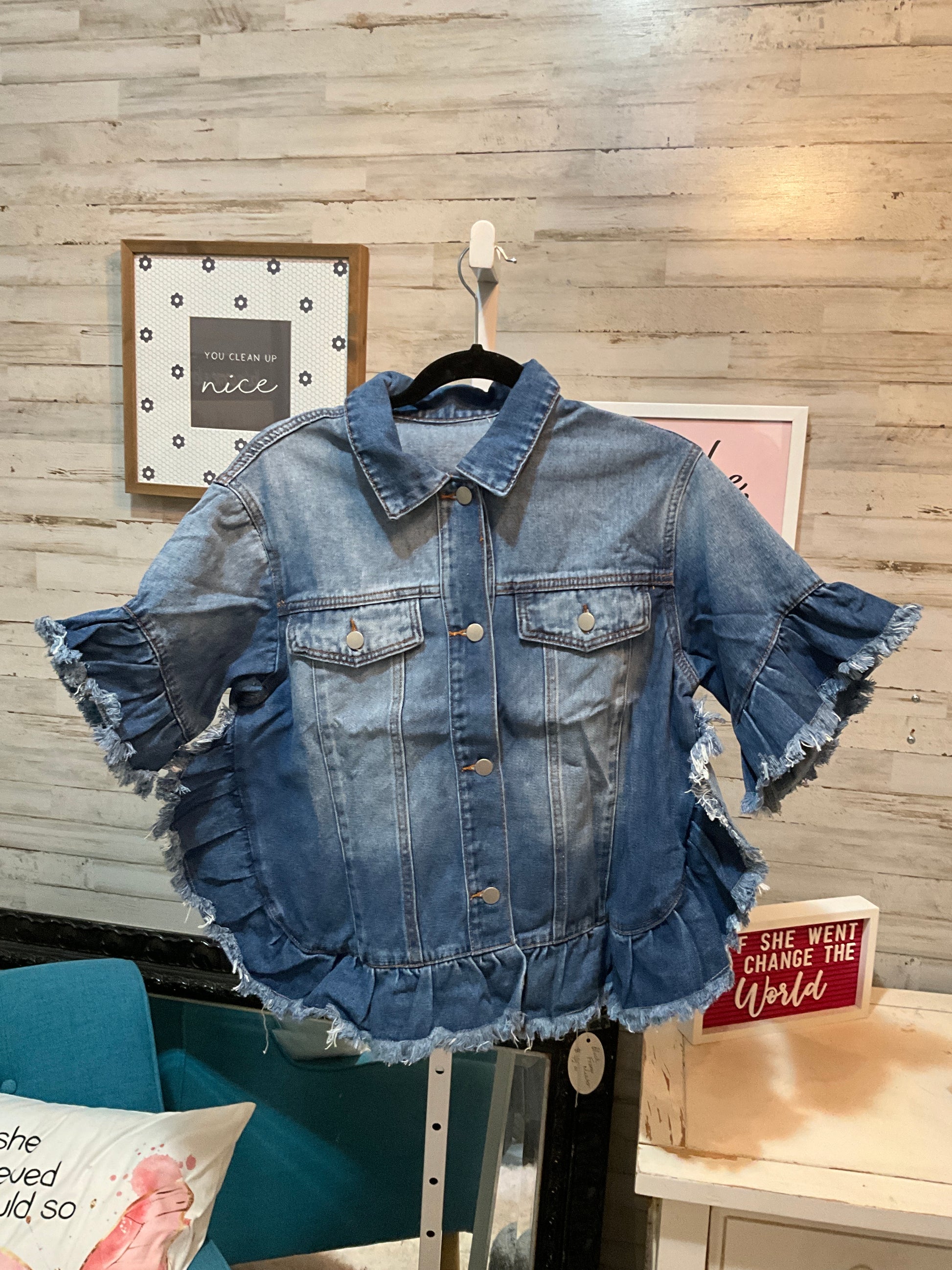 Ruffle Denim Jacket