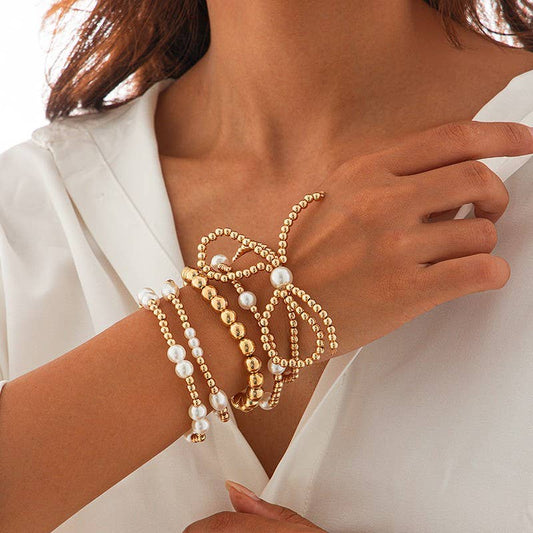 BEAD PEARL BOW BRACELET