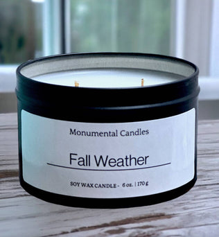 Fall Weather 6 oz Matte Black Tin Candle 