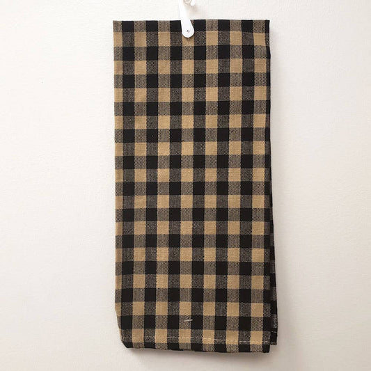 Tea Towel Tan & Black Check Kitchen Towel