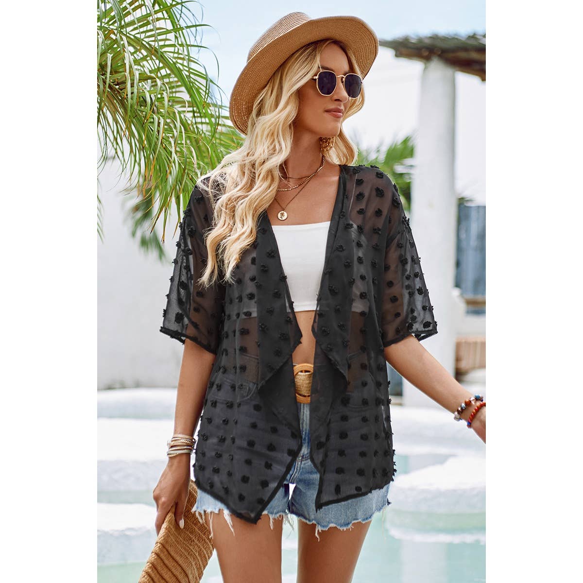Swiss Dot Cover Up Cardigan Top