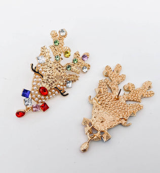 Rhinestone Deer Post Earrings