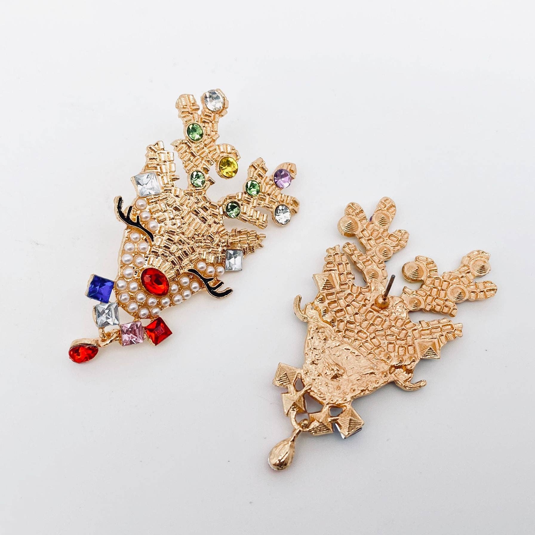 Rhinestone Deer Post Earrings
