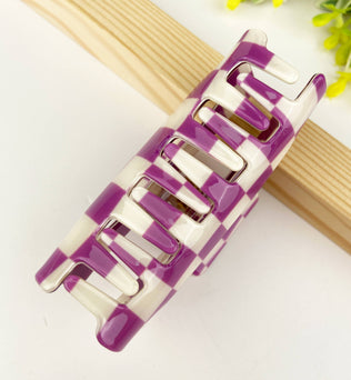 Checkered retro hair claw clip