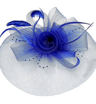 Peabody-Wide Organza hat with Flowers Feather Fascinator