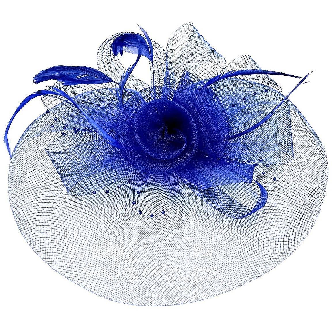 Peabody-Wide Organza hat with Flowers Feather Fascinator