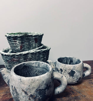 Vagabond Vintage - Cement Rustic Teapot Succulent Planter: Small