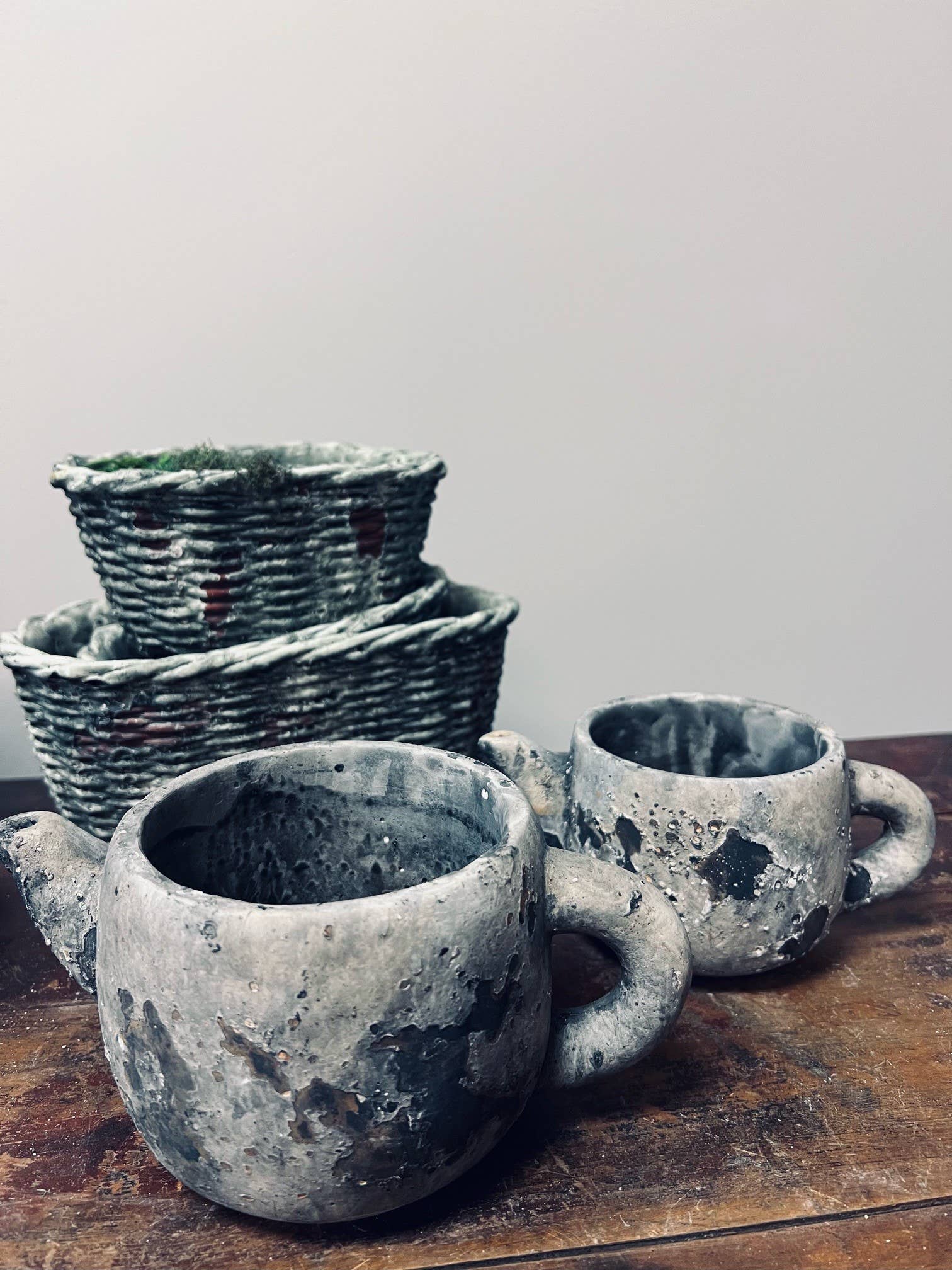 Vagabond Vintage - Cement Rustic Teapot Succulent Planter: Small