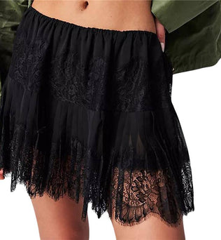 Nelly - High Waist Lace Mini Skirt With Irregular Hem
