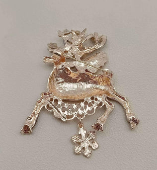 Christmas Snowflake Charm Enamel Reindeer Brooch