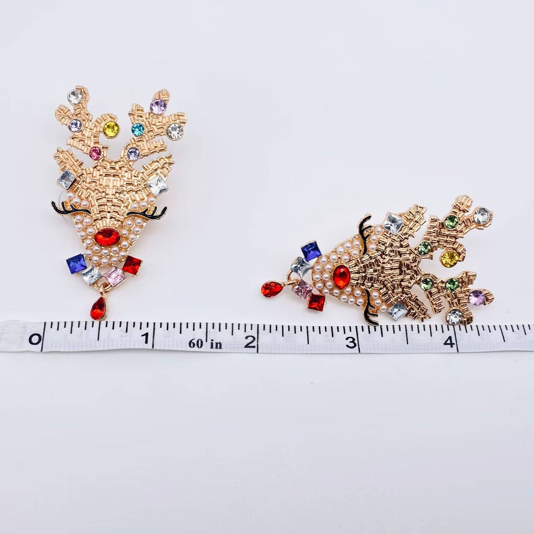 Rhinestone Deer Post Earrings
