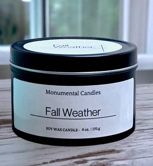 Fall Weather 6 oz Matte Black Tin Candle 