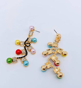 Rhinestone Colored Light Design Earrings