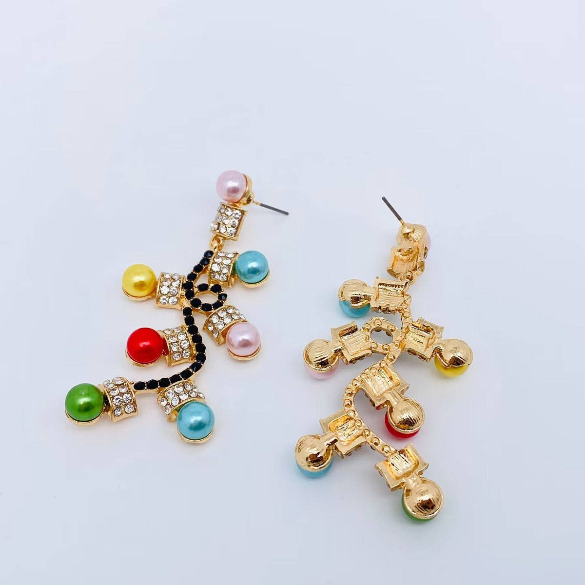 Rhinestone Colored Light Design Earrings