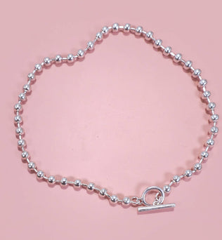 Cammie-CLASSIC LARGE STATION BALL CHAIN TOGGLE NECKLACE