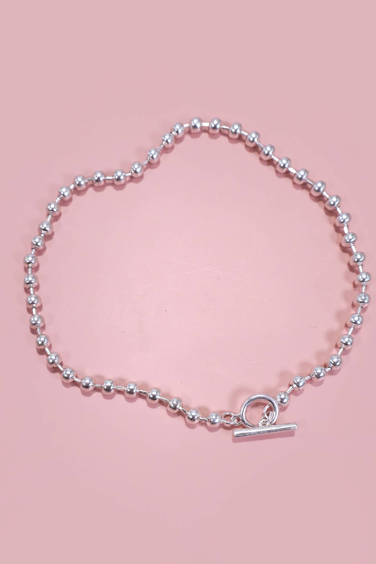 Cammie-CLASSIC LARGE STATION BALL CHAIN TOGGLE NECKLACE