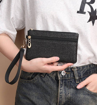 Boho Woven Straw Wristlet Wallet