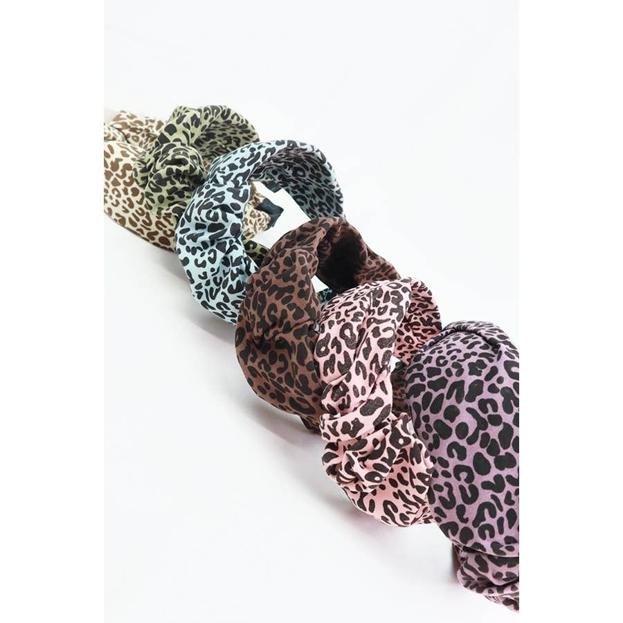 Betsy Wide Ruched Leopard Print Headband