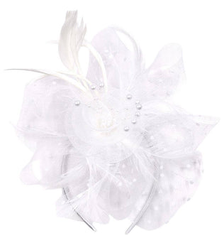 White Flower Mesh Flapper Fascinator