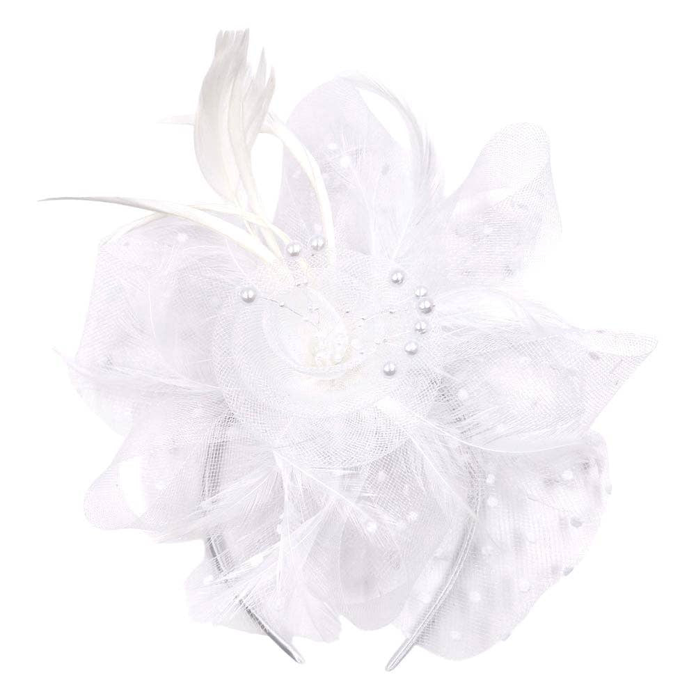 White Flower Mesh Flapper Fascinator