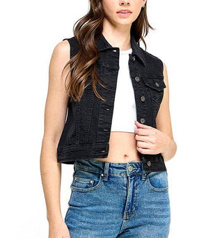 Luna-Ladies  Distressed  Denim Vest