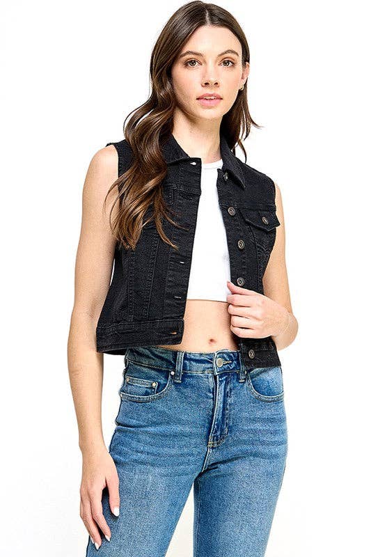 Luna-Ladies  Distressed  Denim Vest