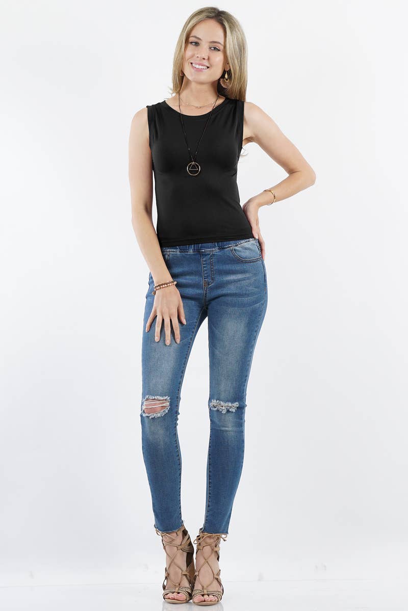 Classic Tank                     CROPPED SEAMLESS ROUND NECK SHELL TANK TOP