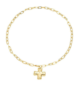 HAMMERED CROSS FRONT TOGGLE NECKLACE