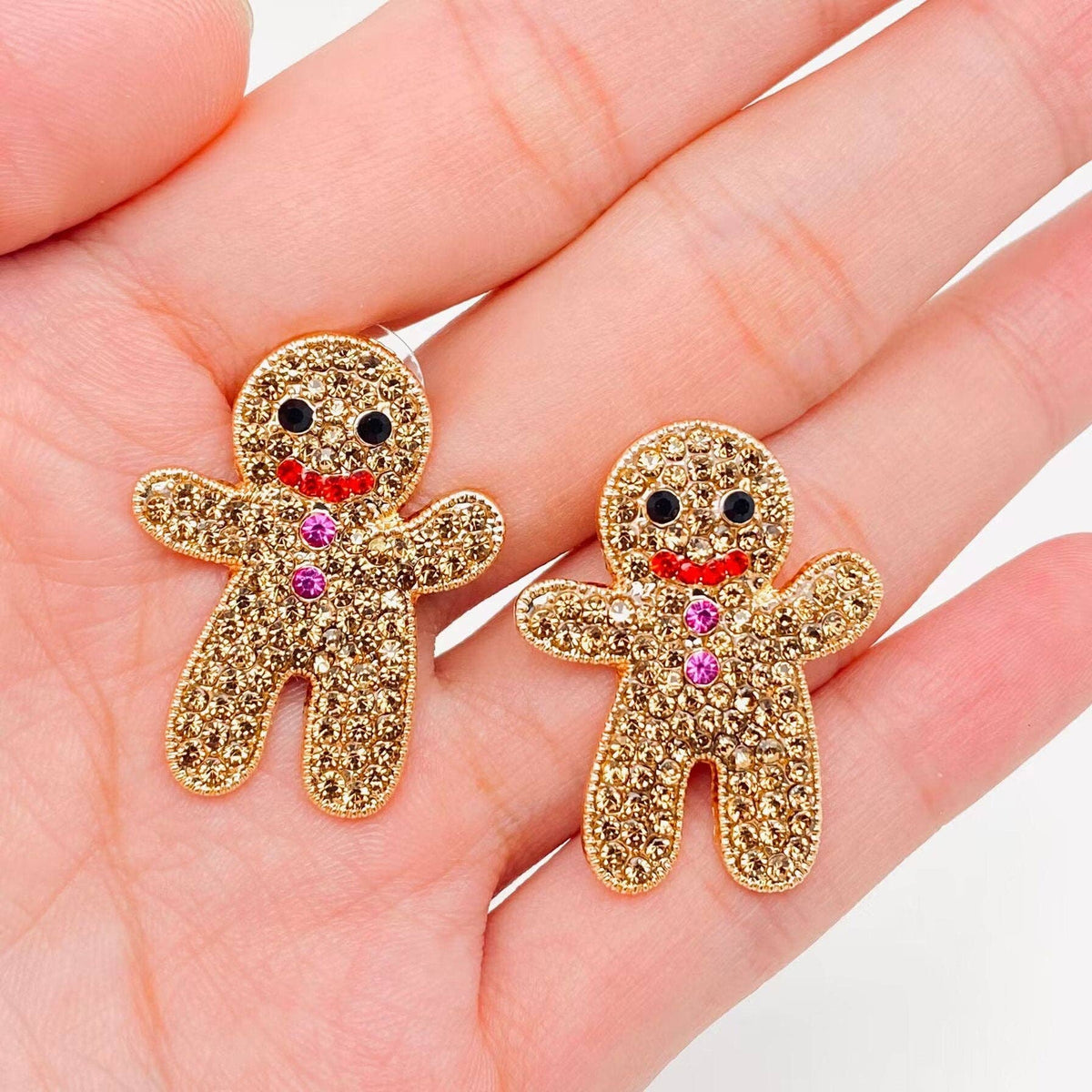 Rhinestone Gingerbread Man Post Earrings